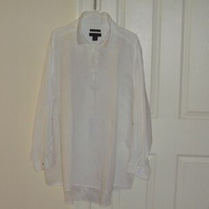 TAHARI 100% White Linen Tunic Blouse - 3X NEW